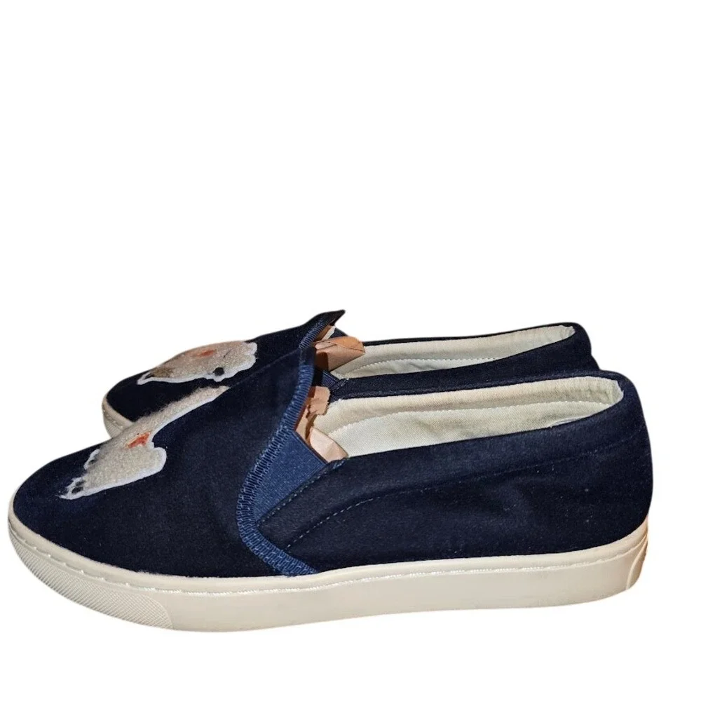 Soludos Navy Blue Velvet Slip On Shoes Llama Women US Size 9‎ Anthropologie - Picture 4 of 7